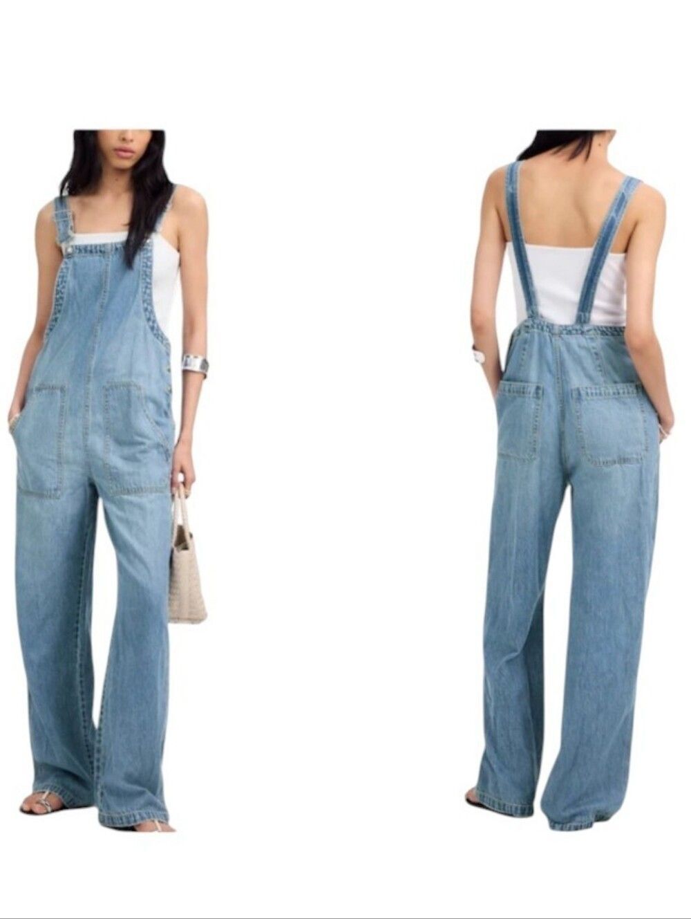 NEW Madewell Wide-Leg Overalls Ashbury Wash: Airy Denim Edition Ashbury Blue M